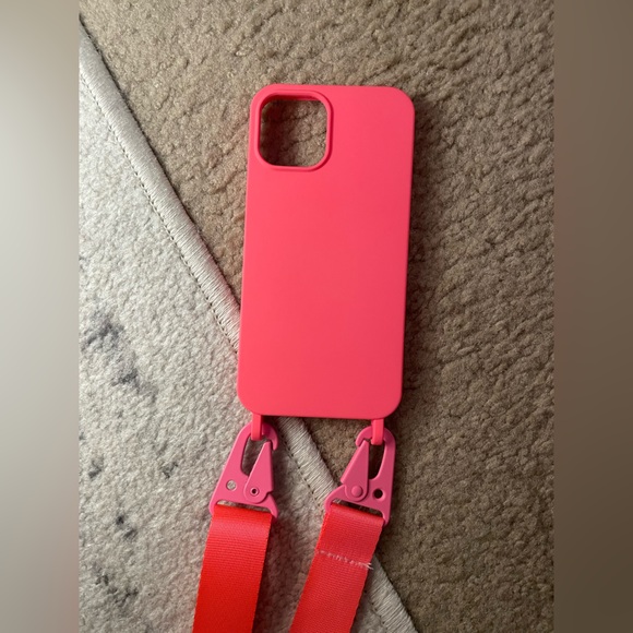 Amazon 🩷 Rose pink neon phone case/crossbody iPhone 12 NWOT - Picture 5 of 8
